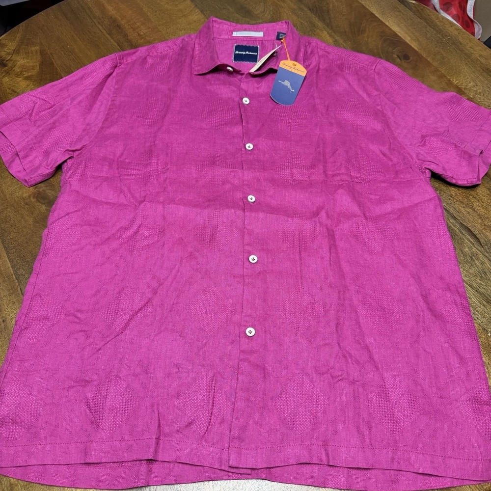 Tommy Bahama Anchors Aweigh Linen Button Down Shirt XL NEW Fuchsia Pink